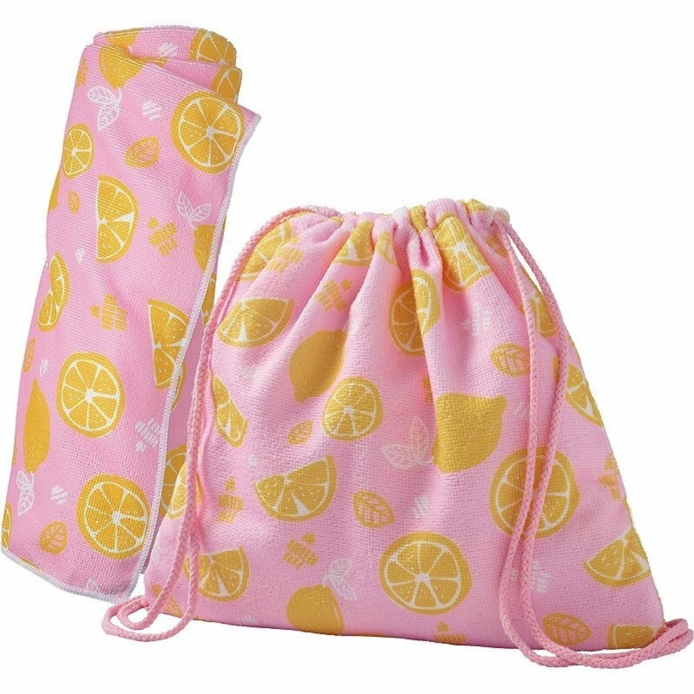 Ulta New 2-in-1 Pink Lemon Beach Towel & String Backpack –‎ Summer Travel Bag